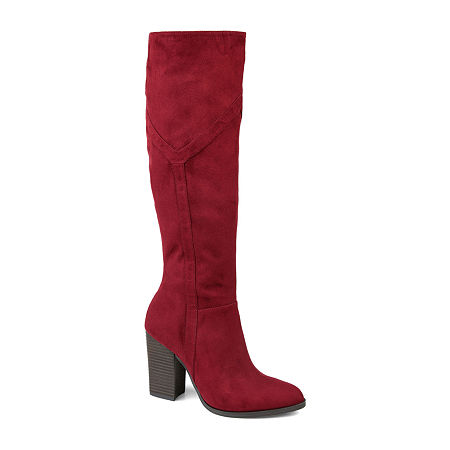 Journee Collection Womens Kyllie Stacked Heel Dress Boots, 11 Medium, Red