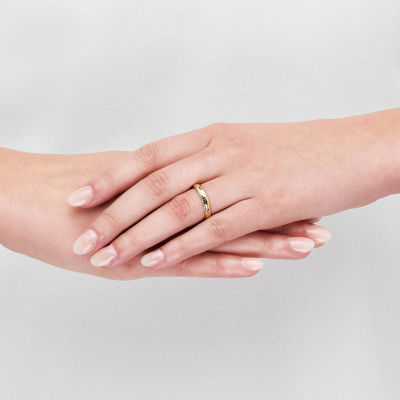 Womens 4MM 14K Gold Heart Round Band