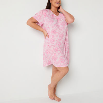 Adonna Womens Round Neck Short Sleeve Plus Nightgown