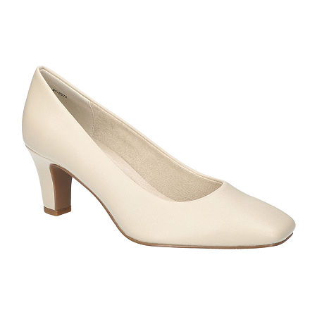 Easy Street Poet Womens Square Closed Toe Stiletto Heel Pumps, 11 Medium, White