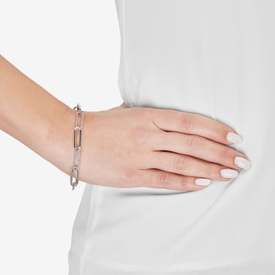 Limited Quantities! Womens Sterling Silver 7.5 Inch Hollow Paperclip Chain Bracelet