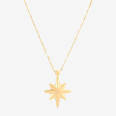 Womens 10K Gold Star Pendant Necklace