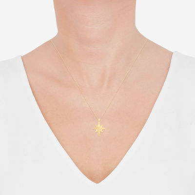 Womens 10K Gold Star Pendant Necklace