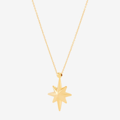 Womens 10K Gold Star Pendant Necklace