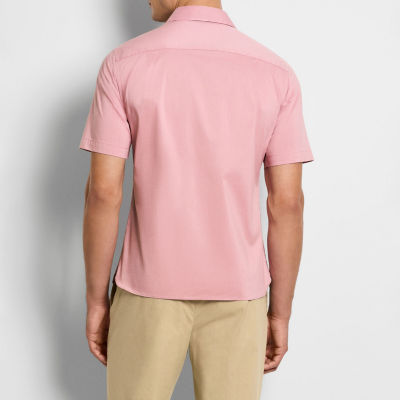 Van Heusen Everyday Defense Stain Shield Mens Short Sleeve Slim Fit Stretch Fabric Wrinkle Free Button-Down Shirt