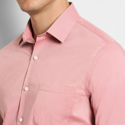 Van Heusen Everyday Defense Stain Shield Mens Short Sleeve Slim Fit Stretch Fabric Wrinkle Free Button-Down Shirt