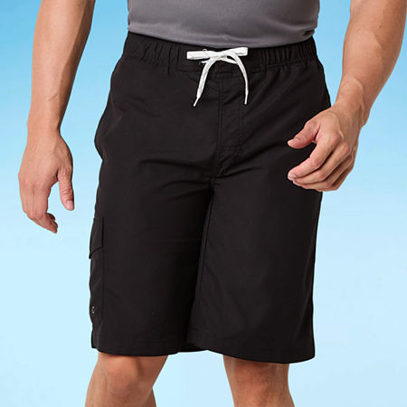 St. John's Bay Cargo Mens Drawstring Waist Swim Trunks Big and Tall, X-large Tall, Black