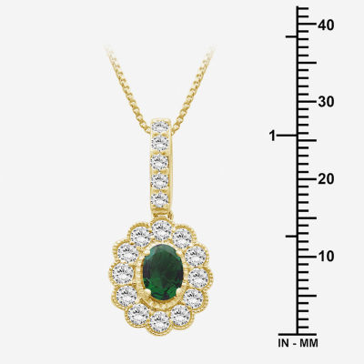 Womens Oval-cut Gemstone & 1 CT. T.W. Lab-Grown Diamond 10K Gold Pendant Necklace