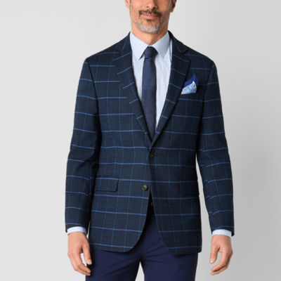 Stafford Mens Windowpane Classic Fit Sport Coat