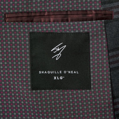 Shaquille O'Neal XLG Mens Big and Tall Plaid Stretch Fabric Classic Fit Sport Coat