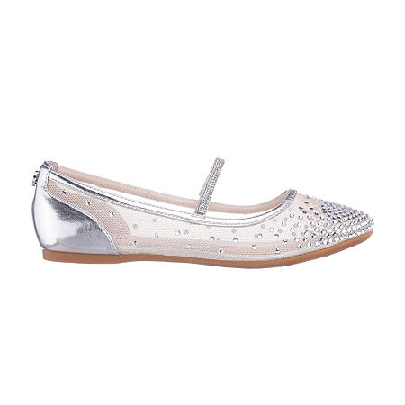 I. Miller Little & Big Girls Mercedes Ballet Flats, 4 Medium, Silver