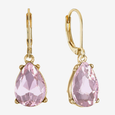 Monet Jewelry Womens Pink Glass Drop Earrings