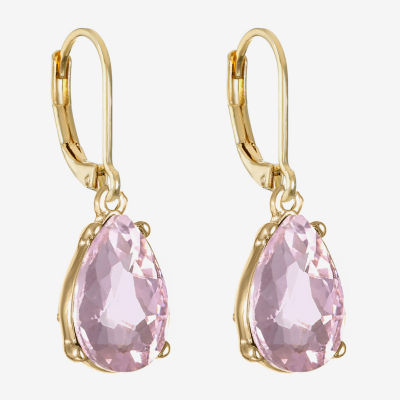 Monet Jewelry Womens Pink Glass Drop Earrings