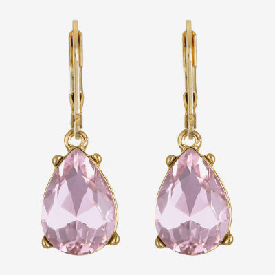 Monet Jewelry Womens Pink Glass Drop Earrings