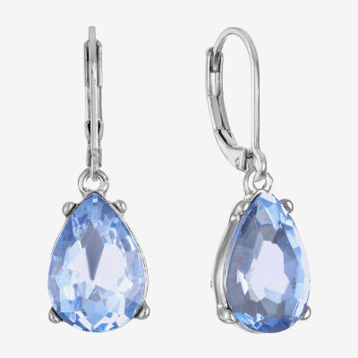 Monet Jewelry Womens Blue Glass Drop Earrings