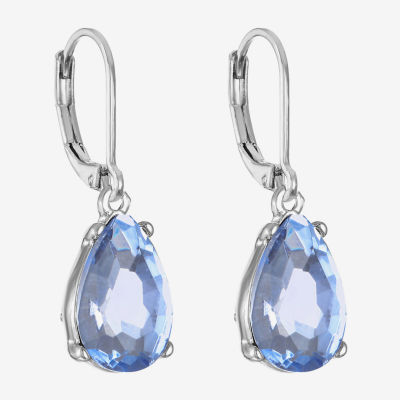 Monet Jewelry Womens Blue Glass Drop Earrings