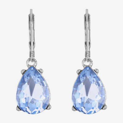 Monet Jewelry Womens Blue Glass Drop Earrings