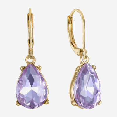 Monet Jewelry Womens Purple Glass Drop Earrings