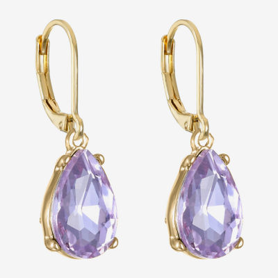 Monet Jewelry Womens Purple Glass Drop Earrings