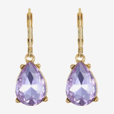 Monet Jewelry Womens Purple Glass Drop Earrings