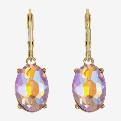 Monet Jewelry Womens Orange Glass Oval Drop Earrings