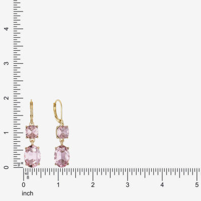 Monet Jewelry Womens Pink Glass Oval Drop Earrings