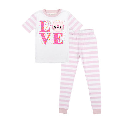 Little & Big Kid Girls Crew Neck Short Sleeve 2-pc. Pajama Sets