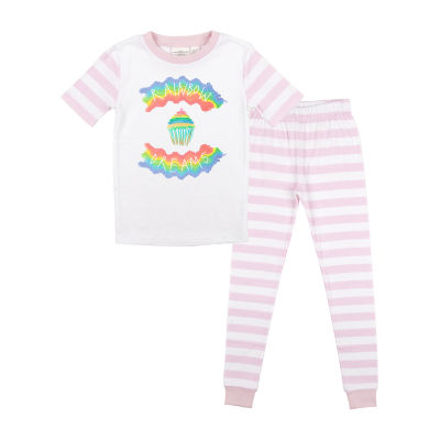 Little & Big Kid Girls Crew Neck Short Sleeve 2-pc. Pajama Sets