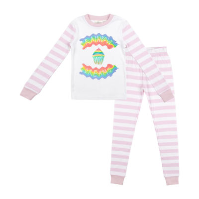 Little & Big Kid Girls Crew Neck Long Sleeve 2-pc. Pajama Sets