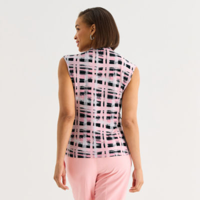 Black Label by Evan-Picone Womens Square Neck Sleeveless Blouse