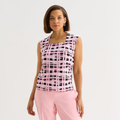 Black Label by Evan-Picone Womens Square Neck Sleeveless Blouse