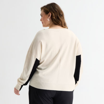 Stylus Plus Womens V Neck Long Sleeve Pullover Sweater, Color