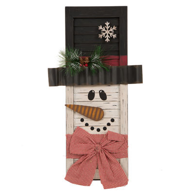 Glitzhome Snowman Shutter Wall Sign