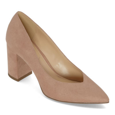 Liz Claiborne Womens Haslett Pointed Toe Block Heel Pumps