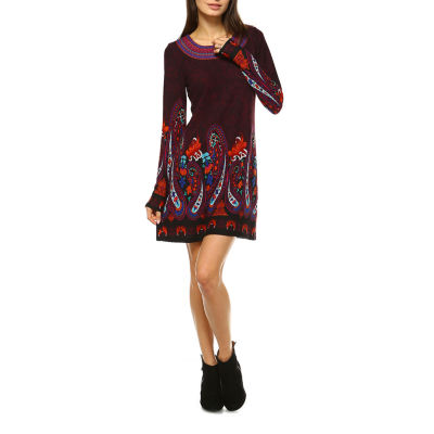 White Mark Sandrine Embroidered Sweater Dress