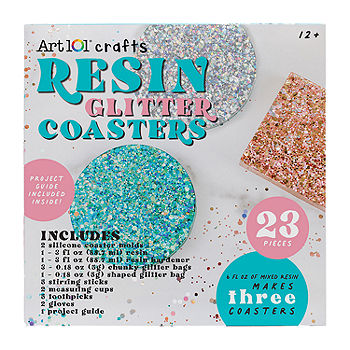 Art 101 Crafts Resin Glitter Coasters with 23 Pieces 40064, Color: Rainbow  - JCPenney