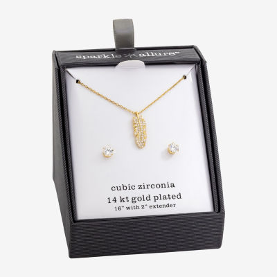 Sparkle Allure Womens Cubic Zirconia 14K Gold Over Brass 2-pc. Jewelry Set