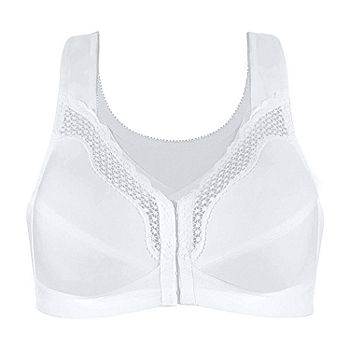 Front Closure Wirefree High Support Pocketed Mastectomy Racerback Sports Bra  (X-Small, Ivory) at  Women's Clothing store