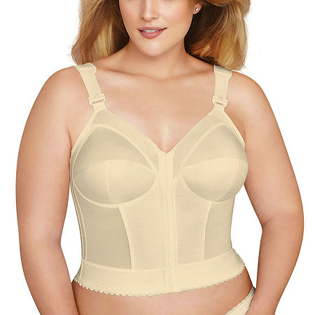 Exquisite Form Women's FULLY Slimming Wireless Back & Posture Support Longline Bra with Front Closure- 5107530, D, Beige