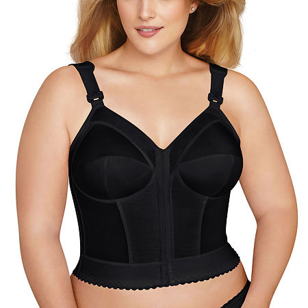 Exquisite Form Women's FULLY Slimming Wireless Back & Posture Support Longline Bra with Front Closure- 5107530, C, Black