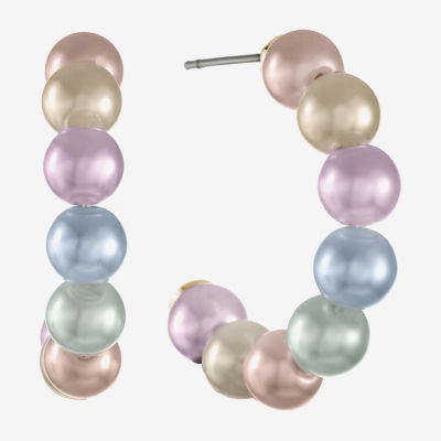Monet Jewelry Simulated Pearl Hoop Earrings