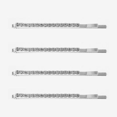 Monet Jewelry Silver Tone Crystal 4-pc. Bobby Pin