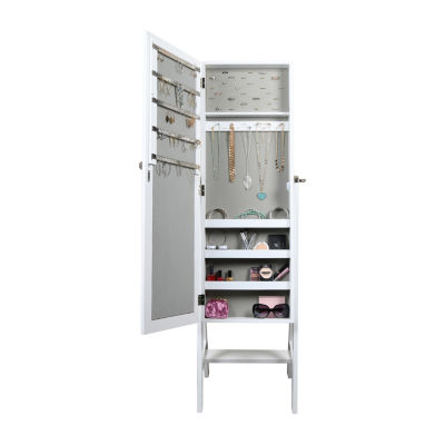 New View White Mirrored Jewelry Armoire