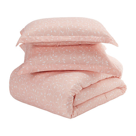 Casual Comfort Premium Ultra Soft Pink Buds Duvet Cover Set, One Size, Pink