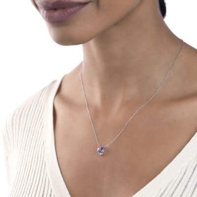 Silver Treasures Genuine Stone Sterling Silver 18 Inch Cable Pendant Necklace