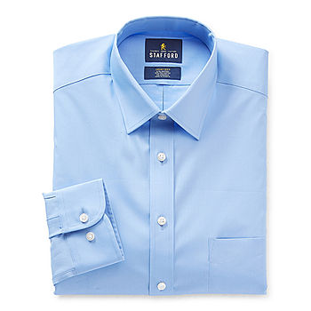 Stafford Smart Tech Mens Regular Fit Stretch Fabric Wrinkle Free Long  Sleeve Dress Shirt