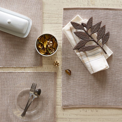 Design Imports Stone & White 2-Tone Ribbed 6-pc. Table Linen Set