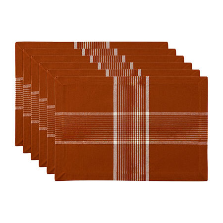 Design Imports Fiesta Rust Check 6-pc. Placemats, One Size, Brown