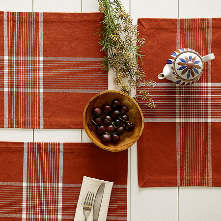 Design Imports Fiesta Rust Check 6-pc. Placemats, One Size, Brown