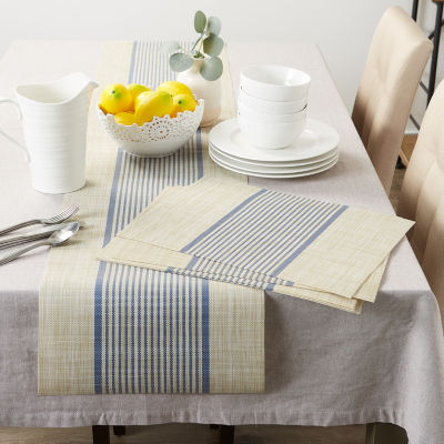 Design Imports French Blue Middle Stripe Pvc Woven 6-pc. Table Linen Set